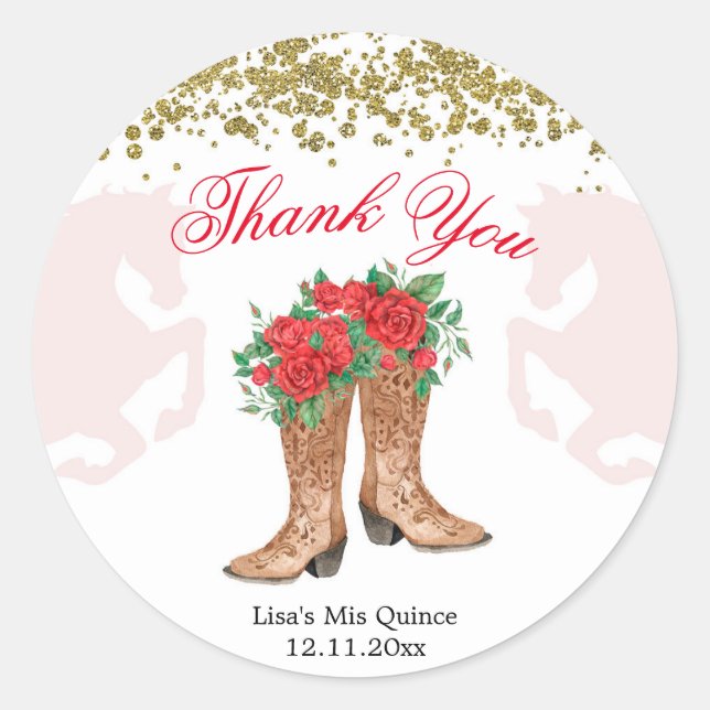 Autocollant Red Rose Mexicaine Mis Quince (Devant)