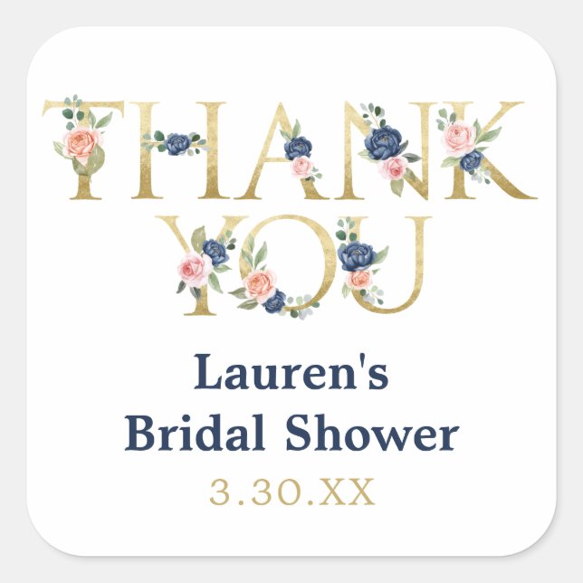 Autocollant Remerciement Floral Aquarelle Élégant (Devant)