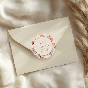 Autocollant Remerciements Mariage Monogramme Beige