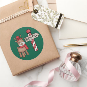 Autocollant Renne Rustique - Style Vintage du Pôle