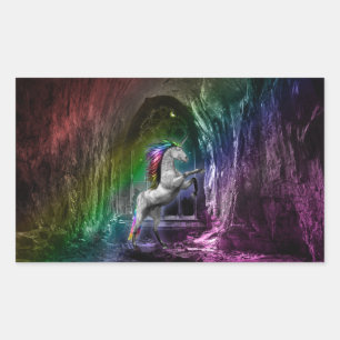 Autocollant rentagulaire Rainbow Unicorn