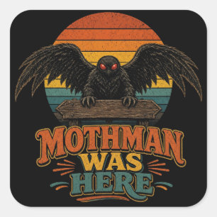 Autocollant Rétro Coucher de Soleil Mothman Était