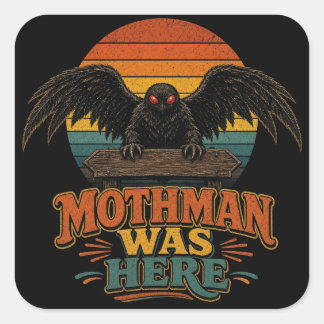 Autocollant Rétro Coucher de Soleil Mothman Était
