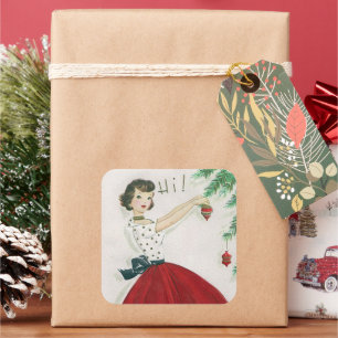 autocollant rétro de la dame décoratrice vintage