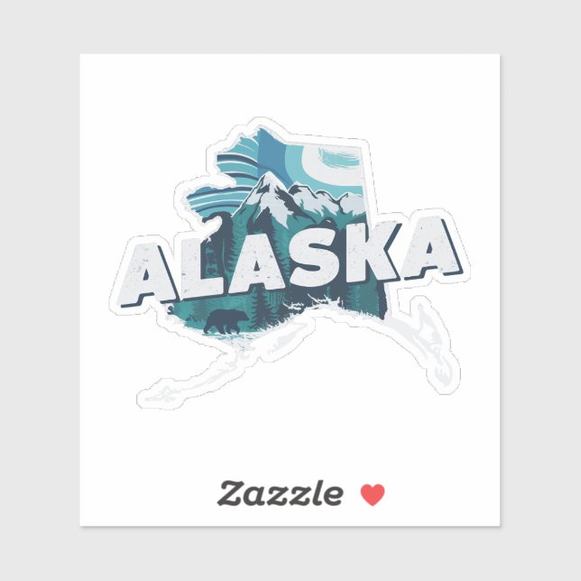 Autocollant Rétro de l'État d'Alaska (Feuille)