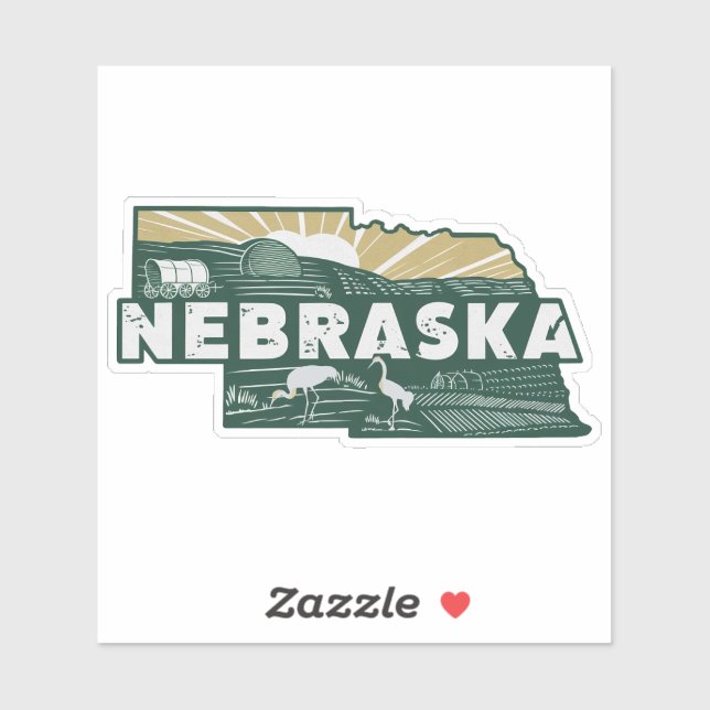 Autocollant Rétro de l'État du Nebraska (Feuille)