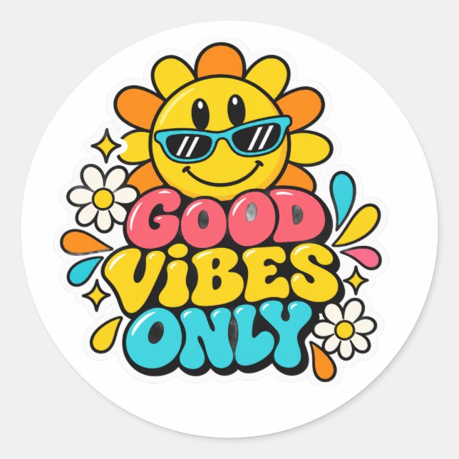 Autocollant Rétro « Good Vibes Only » (Devant)