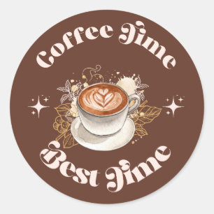 Autocollant Rétro Latte Meilleur Moment Café