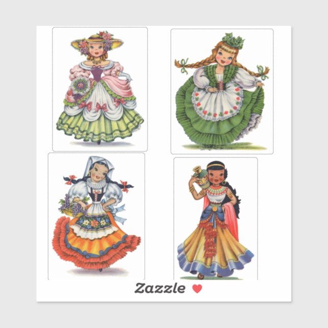 Autocollant Retro Little Lady Custom-Cut Vinyl (Feuille)