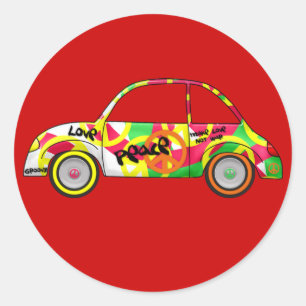 Autocollant Retro Love Peace Retro 60's 70's Car