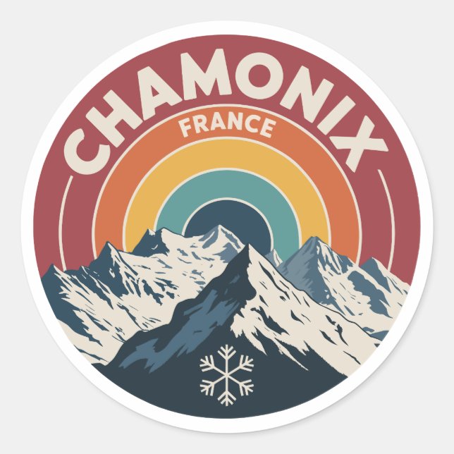Autocollant Rétro Montagne Chamonix France (Devant)