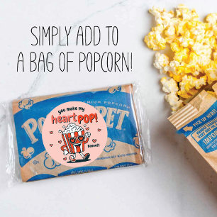 Autocollant Rétro Popcorn Saint-Valentin