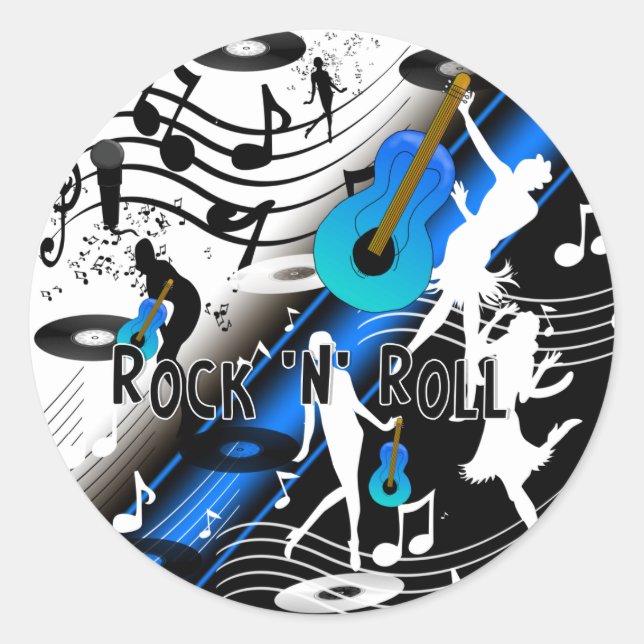 Autocollant Rétro Rock 'N' Roll La musique me rend (Devant)
