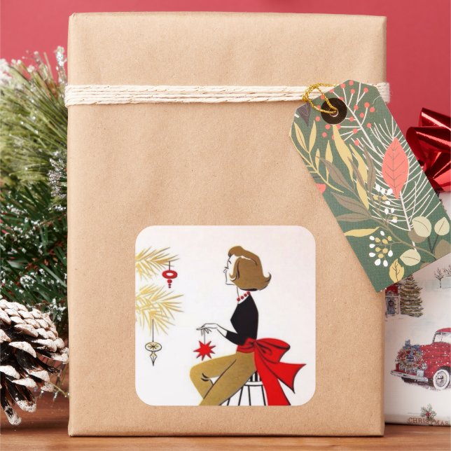 autocollant rétro vintage Christmas lady Vacances (vacances)