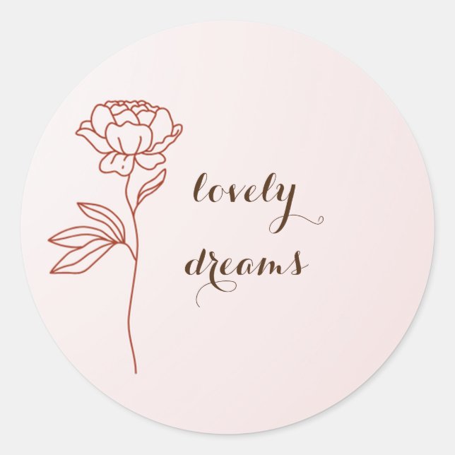 Autocollant rêves adorables rose simple rose (Devant)