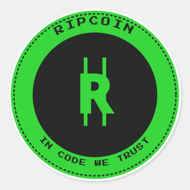 Autocollant RipCoin - Dans le Code Nous Avons Conf (Devant)