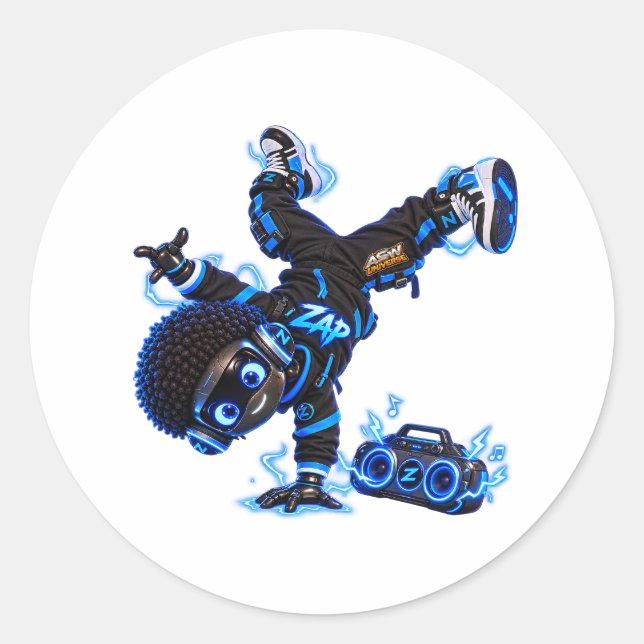 Autocollant - Robot Zap Breakdance - Univers ASW (Devant)