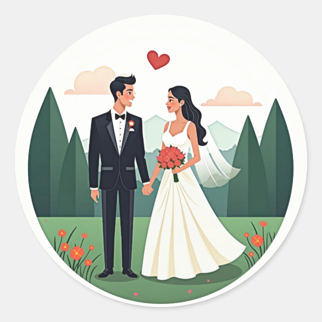 Autocollant romantique Mariage Couple (Devant)