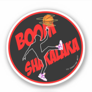Autocollant rond 90s basketball Boom Shakalaka - l