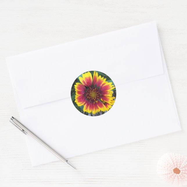 Autocollant rond à fleurs de couverture indienne (Enveloppe)