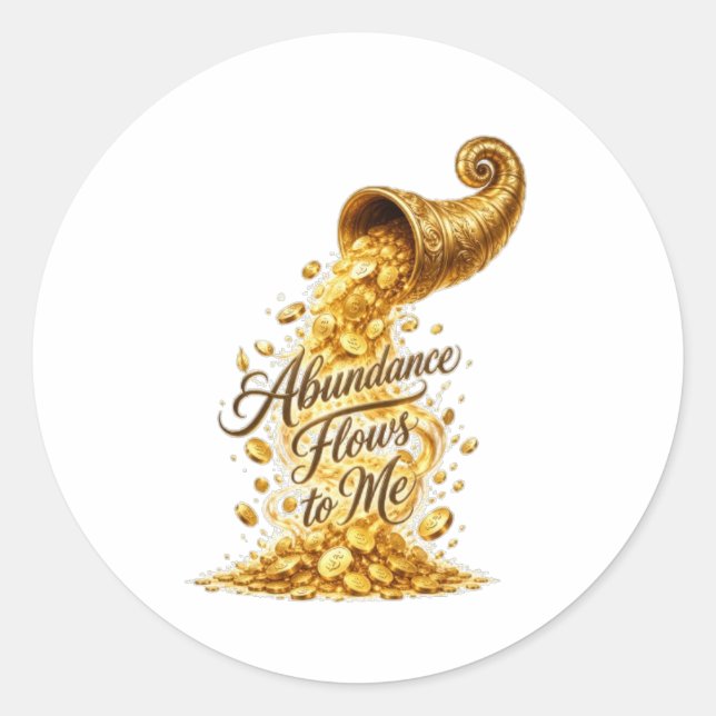 Autocollant rond Abondance coule vers moi (Devant)