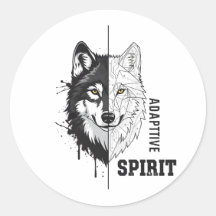 Autocollant rond Adaptive Spirit Wolf