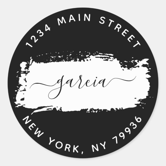 Autocollant Rond Adresse de Retour Classique Class (Devant)