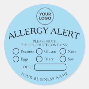 Autocollant rond alerte allergie alimentaire bleu