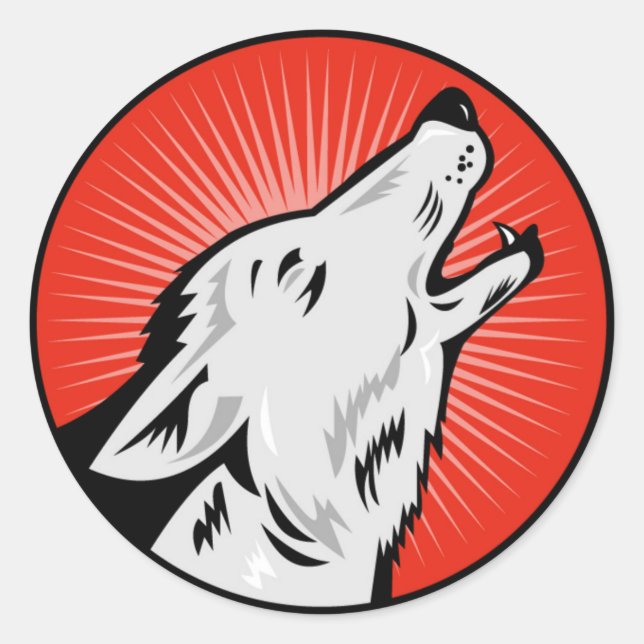 Autocollant rond Alpha Wolf par ZEROSIXFEMALE (Devant)