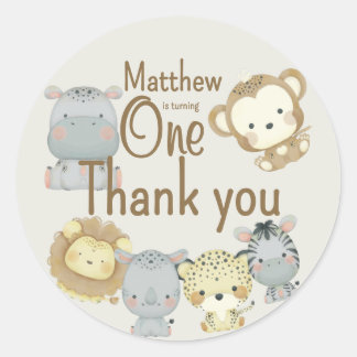 Autocollant Rond Anniversaire Boho Safari