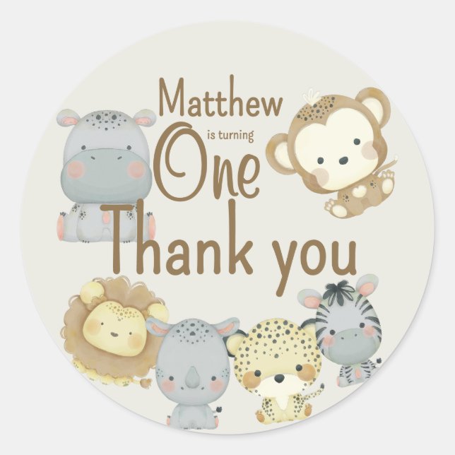 Autocollant Rond Anniversaire Boho Safari (Devant)