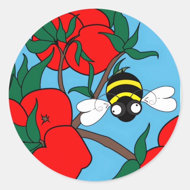 Autocollant rond Apple Bee (Devant)