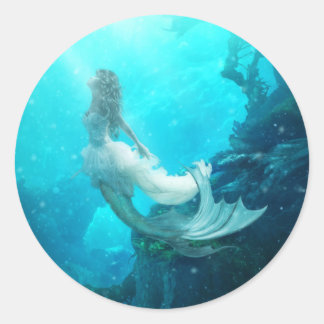 Autocollant rond Aqua Fiona Mermaid