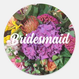 Autocollant rond Arrangement floral de demoiselle 