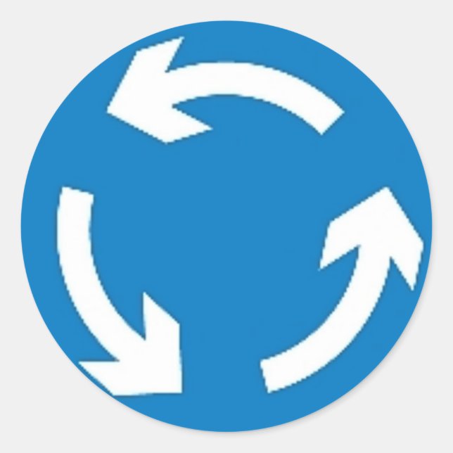 Autocollant rond avec panneau rond-point. (Devant)