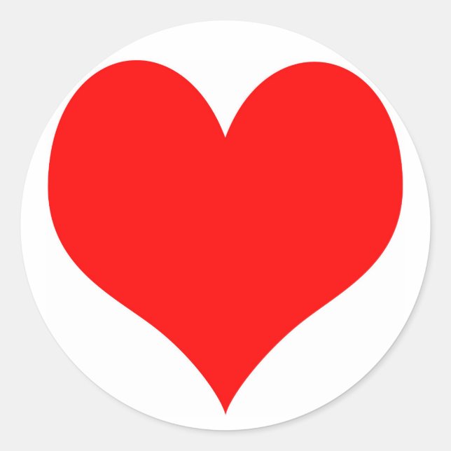 Autocollant rond avec un coeur rouge au milieu (Devant)