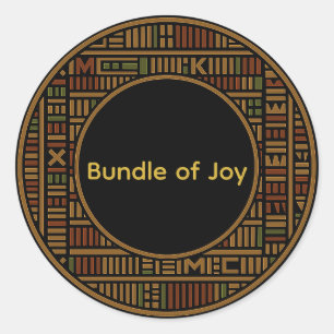 Autocollant rond Baby shower Kente or africain