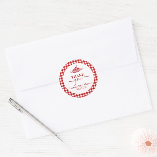 Autocollant Rond Baby Shower Little Meatball (Enveloppe)