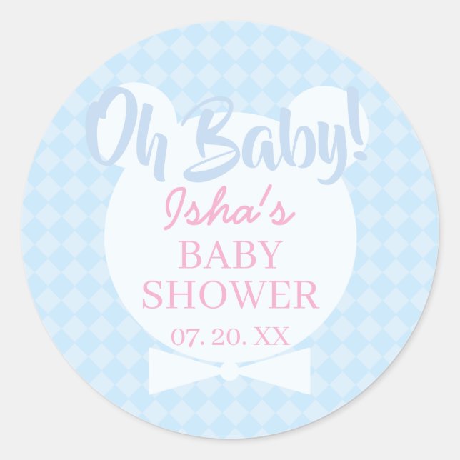 Autocollant rond Baby Shower Oh bébé (Devant)