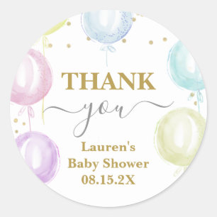 Autocollant rond Baby shower Pastel Balloons