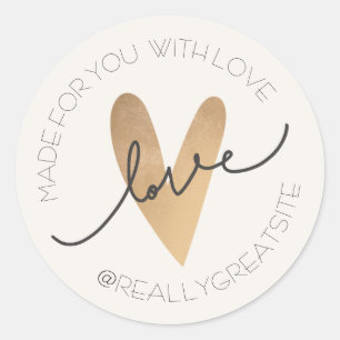Autocollant rond Beige esthétique or fait avec amo