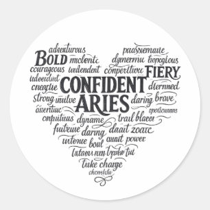 Autocollant rond Bélier   Nuage de mots du zodiaqu