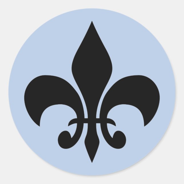Autocollant rond bleu fleur de lis (Devant)