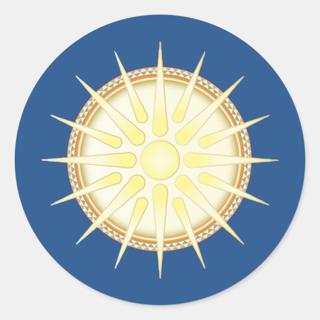 Autocollant Rond Brillant Vergina Sun Classique (Devant)