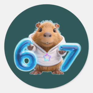Autocollant Rond Capybara 67 - Lueur Bleue   Sarce