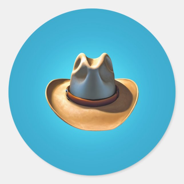 Autocollant rond Casquette classique Cowboy (Devant)