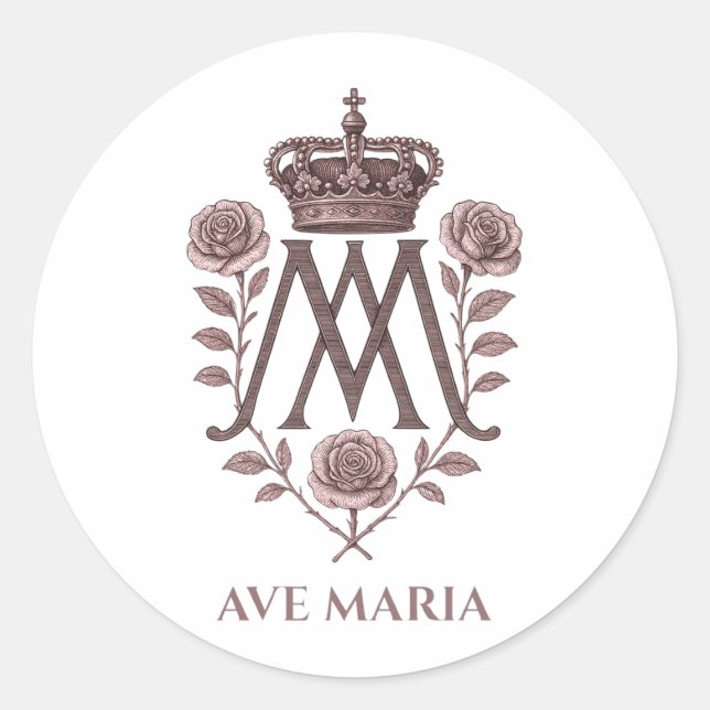 Autocollant rond catholique Auspice Maria (Devant)