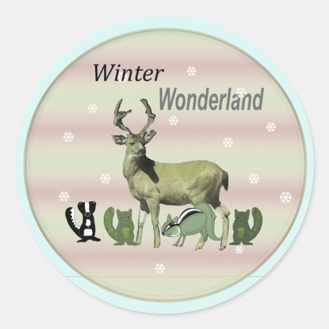 Autocollant rond Cerf de la forêt enchantée de l'h (Devant)