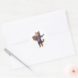 Autocollant Rond Chat d'Automne 'Happy Fall Y'all'