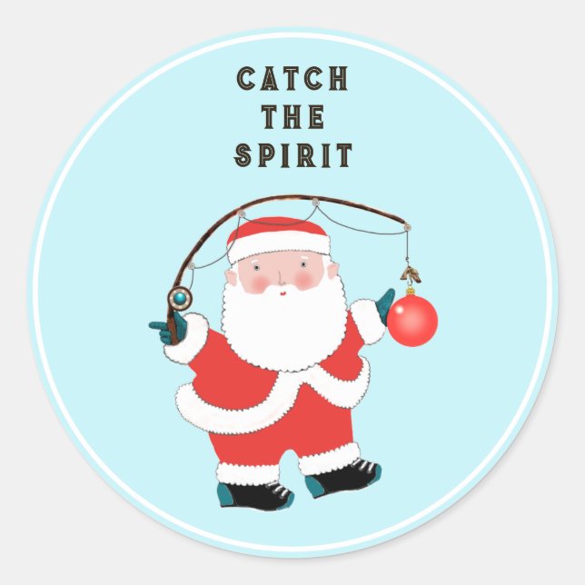 Autocollant Rond Christmas Fishing Classic (Devant)